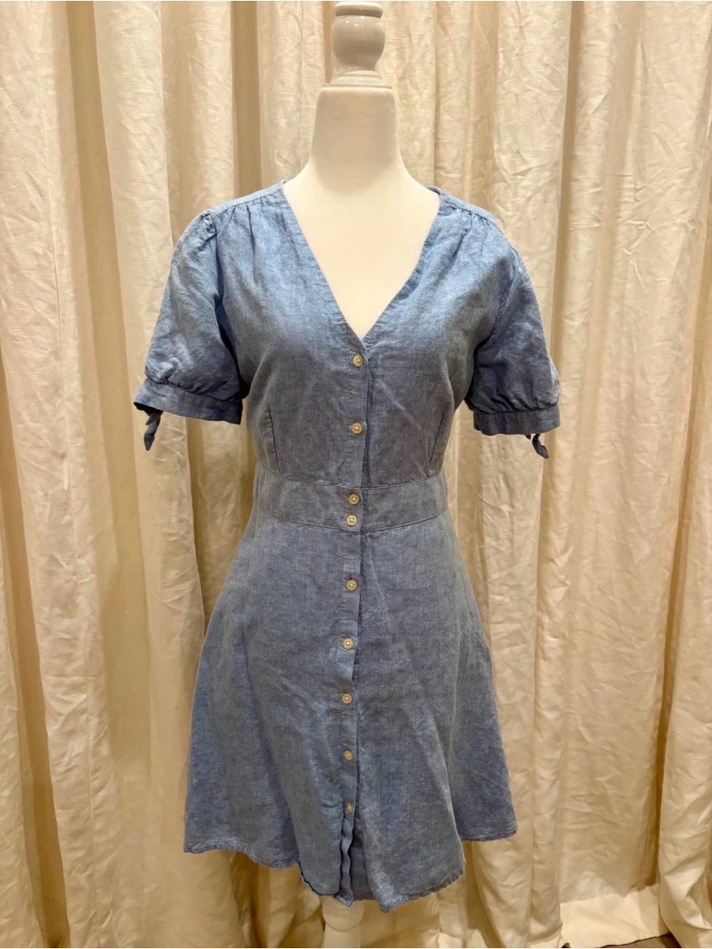 GAP Chambray Blue Button-Front Mini Dress